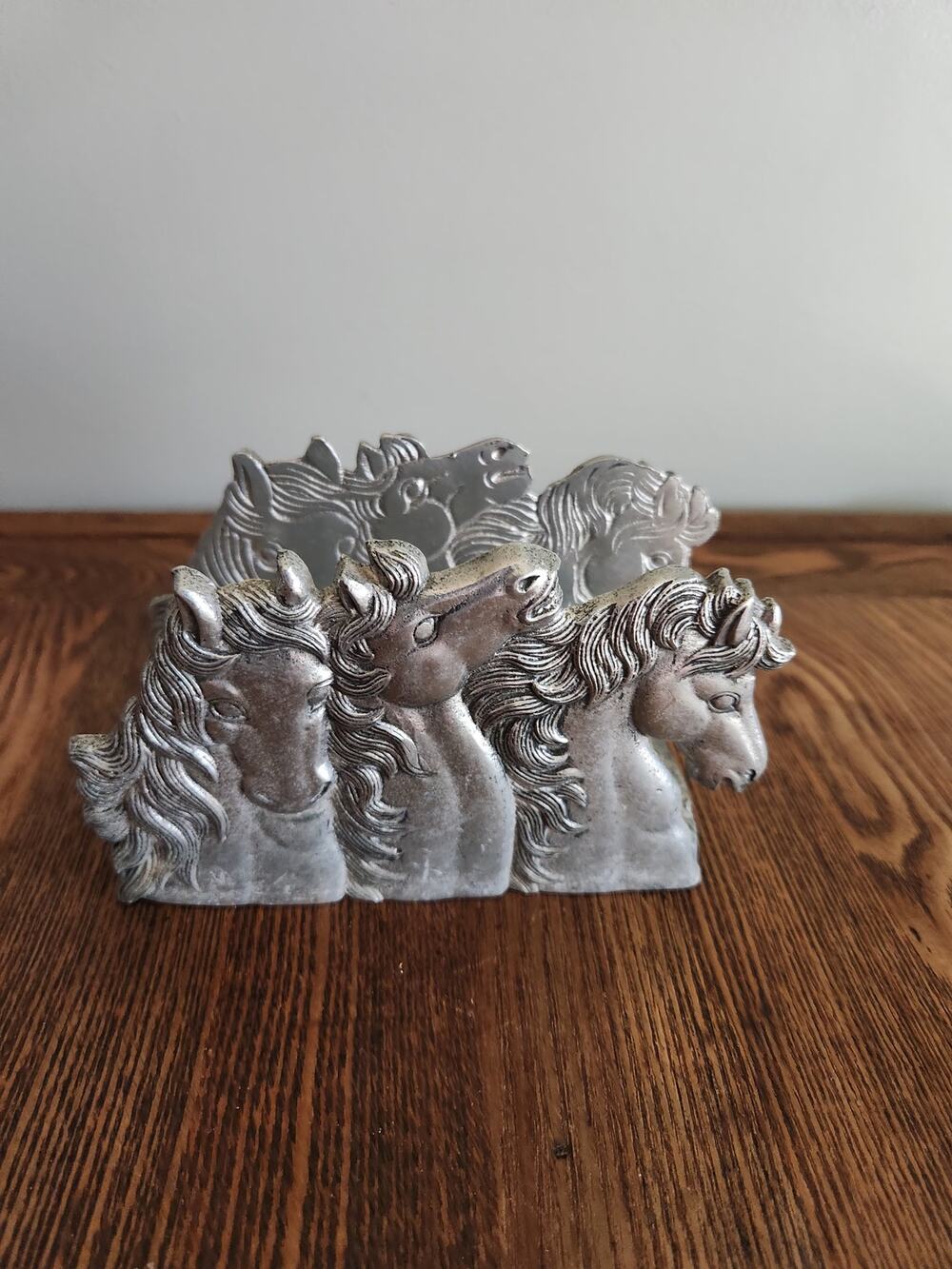 Vtg Arthur Court Cast Aluminum Wild Horses napkin holder 1990